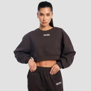 GymBeam Dámská mikina Cropped Aura Tee Brown - S obraz