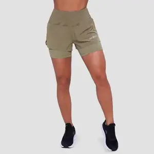 GymBeam Dámské běžecké šortky 2in1 Pulse Vetiver - M obraz