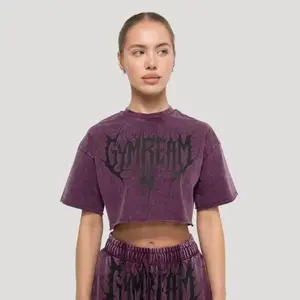 GymBeam Dámské cropped tričko Abyss Raisin - S obraz