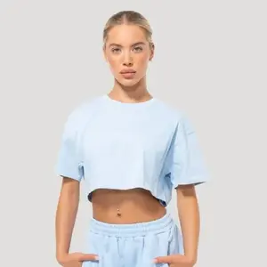 GymBeam Dámské cropped tričko Mochi Blue - L obraz