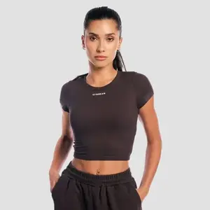 GymBeam Dámské tričko Cropped Aura Tee Brown - L obraz