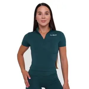 GymBeam Dámské triko Cropped Ignite Dark Green - XL obraz