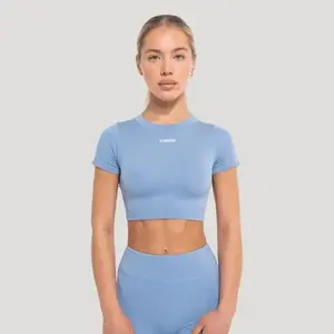 GymBeam Dámský top Crop Flow Azure – - XS obraz