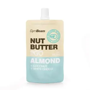 GymBeam Mandlové máslo 2GO s kokosem a bílou čokoládou 80 g obraz