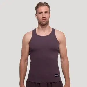 GymBeam Persistence Ribbed Brown pánské žebrované tílko - S obraz