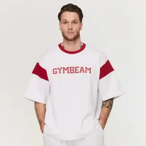 GymBeam Premium Heavyweight Varsity White pánské tričko - M obraz