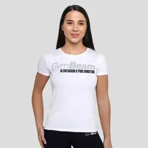 GymBeam Pure Ambition White dámské tričko - XS obraz