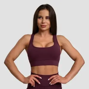 GymBeam Sportovní podprsenka Mesh Panel Eggplant - XL obraz