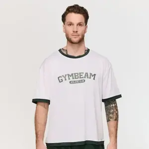 GymBeam Tričko Oversized Varsity White - L obraz