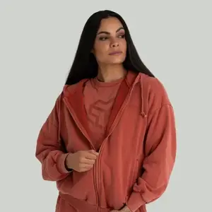 GymBeam Zip Washed Terra STRIX dámská mikina - XS obraz