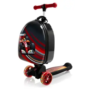 Heys Turbo Tots Scooter Race Car černý dětský kabinový kufr s koloběžkou obraz