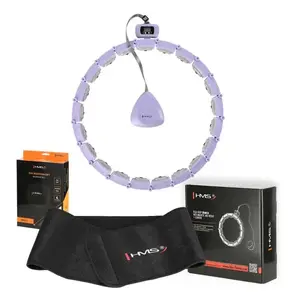 HMS Sada masážní hula hoop HHM14 se závažím a počítadlem a zeštíhlujícího pásu BR163 fialová obraz