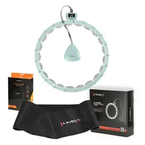 HMS Sada masážní hula hoop HHM14 se závažím a počítadlem a zeštíhlujícího pásu BR163 zelená obraz