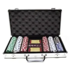 HOT Games Poker PROFI stříbrná pokerová sada v hliníkovém kufříku s 300 žetony a plastovými kartami obraz
