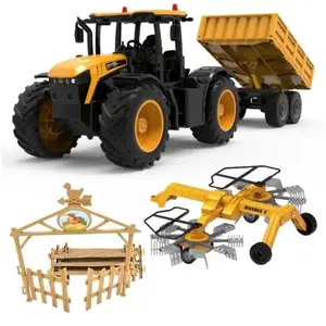 IQ models JCB Fastrac 4220 žlutý set RC traktoru, obraceče sena a ohrady obraz