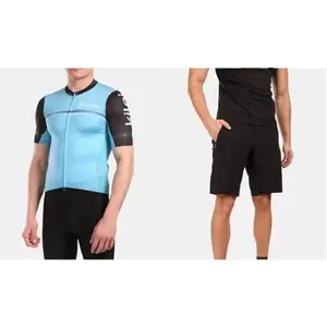 KILPI CORRIDOR-M Světle modrý cyklistický dres + KILPI HIXON-M Černé cyklistické kraťasy - L obraz