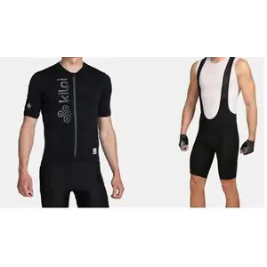Kilpi PETRANA-M tmavě šedý merino cyklistický dres + KILPI RIDER-M Černé cyklistické kraťasy - S obraz