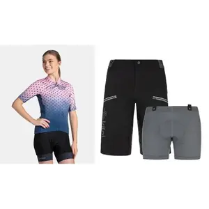 KILPI RITAEL-W Světle růžový cyklistický dres + Kilpi TRACKEE-W černé cyklistické kraťasy - 38 obraz