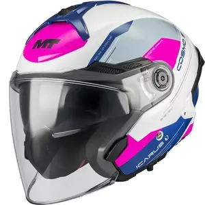 MT Helmets Otevřená helma Cosmo SV Icarus A8 bílo-modro-růžová - XS - 53-54 cm obraz