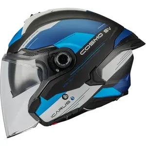 MT Helmets Otevřená helma Cosmo SV Icarus B7 matná černo-modrá-šedá - L - 59-60 cm obraz