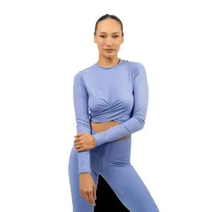 Nebbia Crop top s dlouhým rukávem ELEVATED 468 - XS - fialová obraz