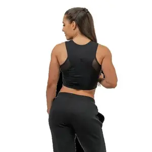 Nebbia Dámský crop top s vysokou podporou INTENSE Mesh 842 - XS - černá obraz