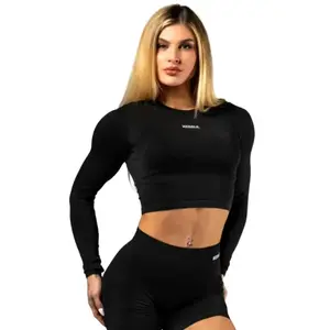 Nebbia Seamless crop top s dlouhým rukávem POWER 892 - XS - černá obraz
