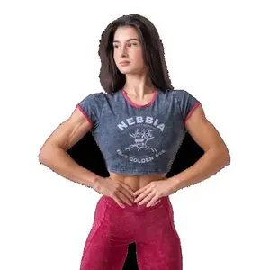 Nebbia Washed crop top tričko GOLDEN AGE 782 - XS - černá obraz