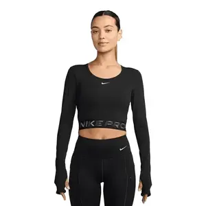 Nike Pro W NP DF LS TOP GG SHINE BLACK/ANTHRACITE/WHITE dámské tričko - Velikost S obraz