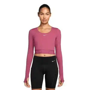 Nike Pro W NP DF LS TOP GG SHINE SWEET BEET/RUSH MAROON/WHITE dámské tréninkové tričko - Velikost S obraz