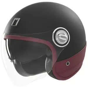 NOX Otevřená helma PREMIUM Heritage matná černá s červenou kůží - XS - 53-54 cm obraz