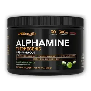 PEScience Alphamine Thermogenic Pre Workout 225 g - Raspberry lemonade obraz