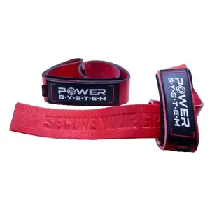 Power System Kožené trhačky na mrtvý tah Leather Straps 3320 - L - červená obraz