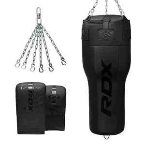 RDX Tvarovaný Angle Punch Bag boxovací pytel 3v1, rukavice, otočný řetěz, plněný, černý obraz