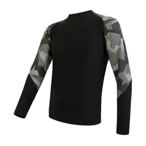 Sensor Merino Impress Pánské Triko Dl.rukáv Černá/camo - S obraz