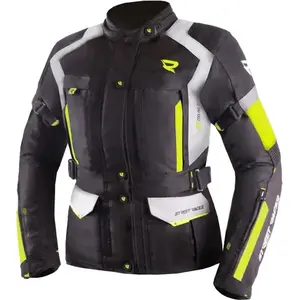 Street Racer Dámská bunda na motorku Hilax černo-šedo-fluo žlutá - XS obraz