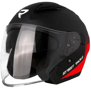 Street Racer otevřená helma Sonic matná černo-červená - XS - 53-54 cm obraz