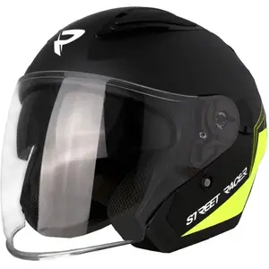 Street Racer otevřená helma Sonic matná černo-fluo žlutá - S - 55-56 cm obraz