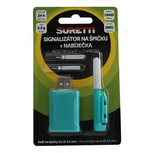 Suretti Signalizátor s baterií na špičku prutu + USB dobíječka obraz