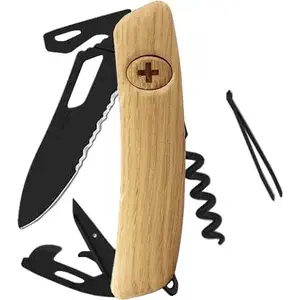 SWIZA Kapesní nůž SH03TR Allblack Single Hand Wood Oak Wavy Edge obraz