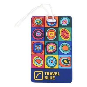 Travel Blue Squares vícebarevná visačka na kufr obraz
