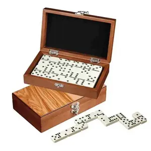 Philos Spiele Domino Double Exclusive olivová dřevěná hra domino obraz