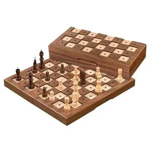 Philos Spiele hnědé dřevěné 30 cm šachy pro slabozraké a nevidomé obraz