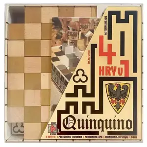 Templum Quinquino 4v1 dřevěná sada rodinných her (Pentomino, Pentomino hra, Dáma) obraz