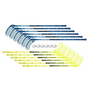 Unihoc sada holí Gamer (12 holí + 6 míčků) - 75 cm - modrá/žlutá - oboustr. obraz