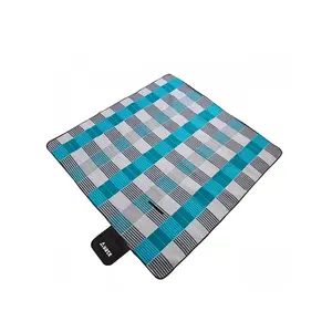 Yate Plážová/Pikniková deka fleece s PEVA fólií - 200x200 cm - šedá/modrá obraz