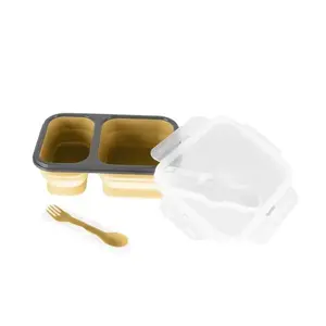 Zopa Silikonový svačinový box s příborem velký Mustard Yellow obraz
