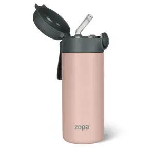 Zopa Termoska na tekutiny s brčkem a silikonovým držákem 350 ml Candy pink obraz