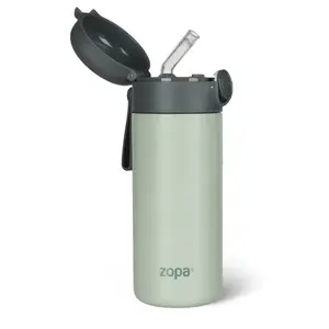 Zopa Termoska na tekutiny s brčkem a silikonovým držákem 350 ml Pistacio green obraz