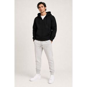 Set Černá Mikina na Zip s Kapucí & Šedé Tepláky Jogger obraz